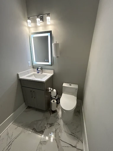 PVC drain pipe installation in basement
